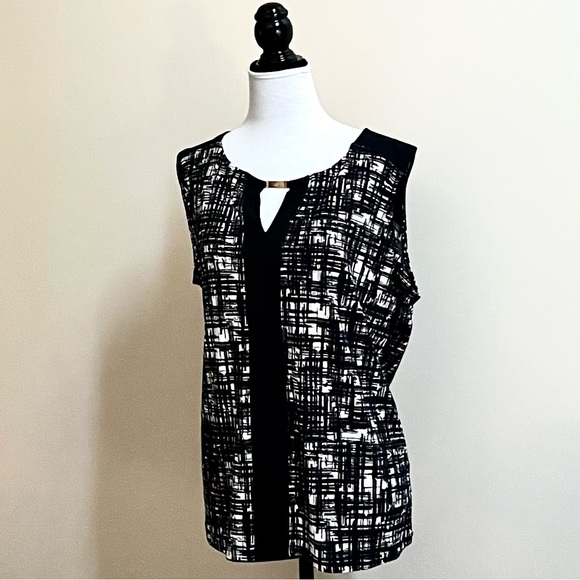 Jones New York-Women’s Sleeveless Top-Size 1X-Black & White - Picture 4 of 13